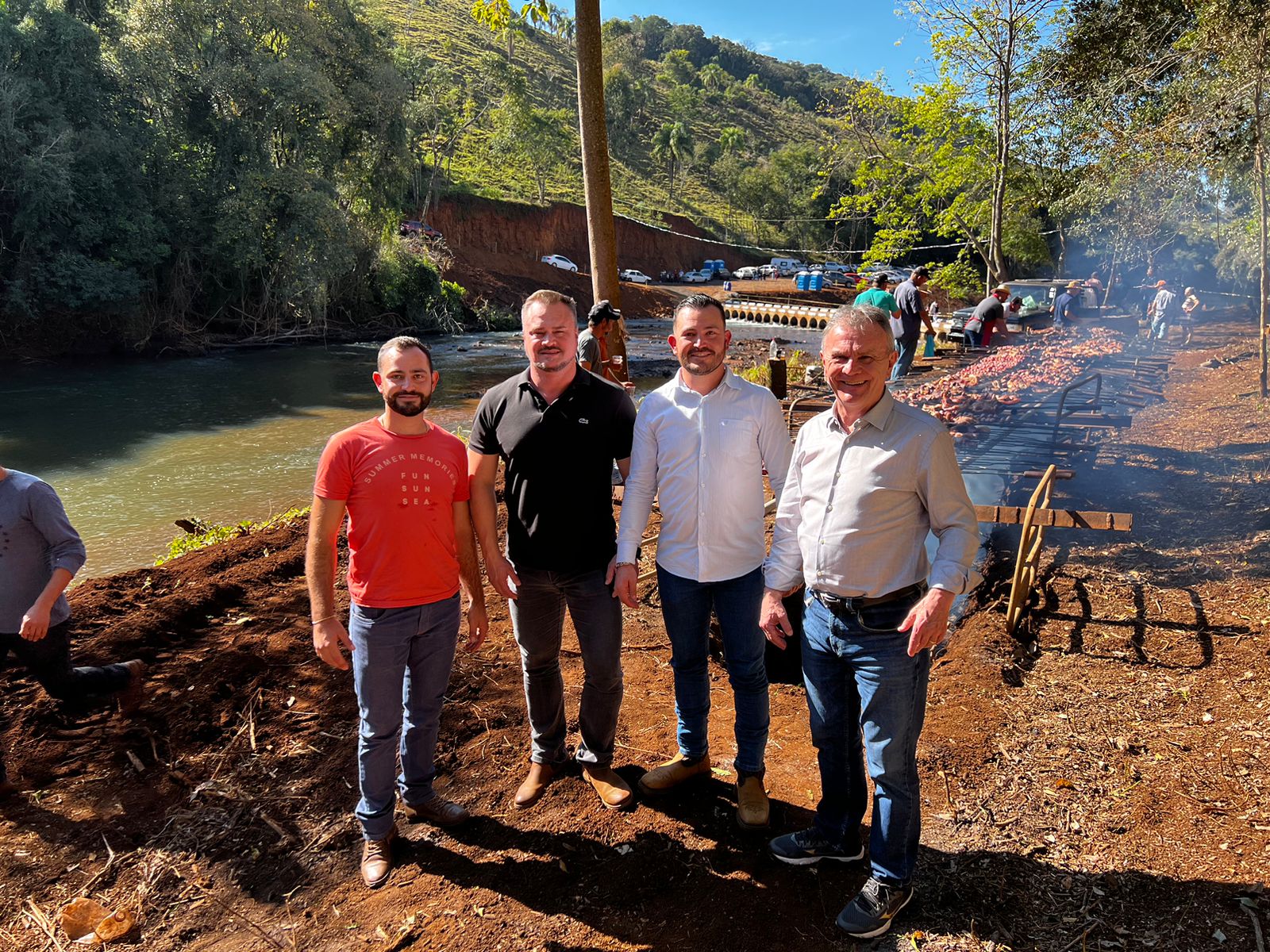 Secretários de Agricultura, Isaac Abreu, e Saúde, Lucas Abreu, com os deputados Alisson e Toninho Wandscheer